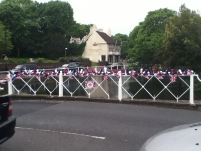 Carshalton Ponds knitted Jubilee ducks Carshalton Ponds knitted Jubilee ducks